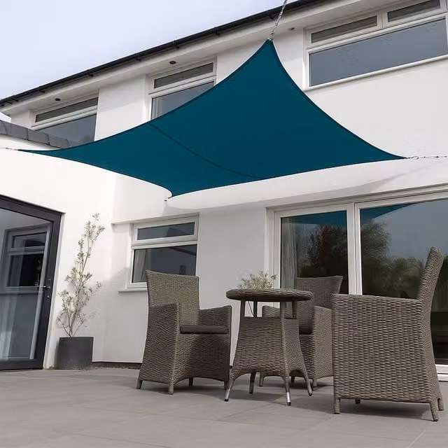 Primrose Waterproof Rectangular Patio Sun Shade Sail Canopy in Teal with 98% UV Block and UPF 50+ Protection, W: 6 m, D: 5 m – 1