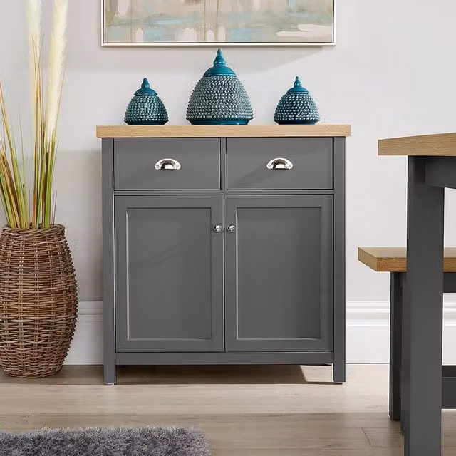 FORGEVIO 2 Door 2 Drawer Sideboard Storage Cabinet in Dark Grey Matt