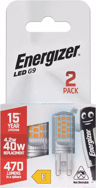 Energizer G9 LED Capsule Light Bulb, 470lm, 6500K Cool White Daylight, Transparent/White