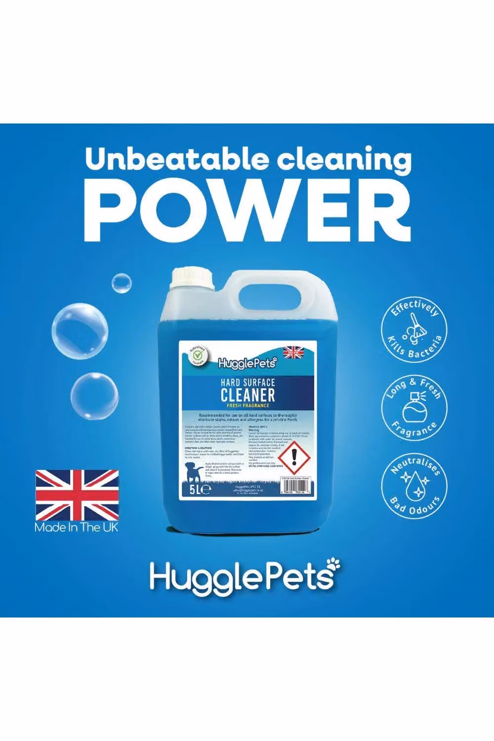 HugglePets Professional Hard Surface Cleaner, Blue, 5L – 5