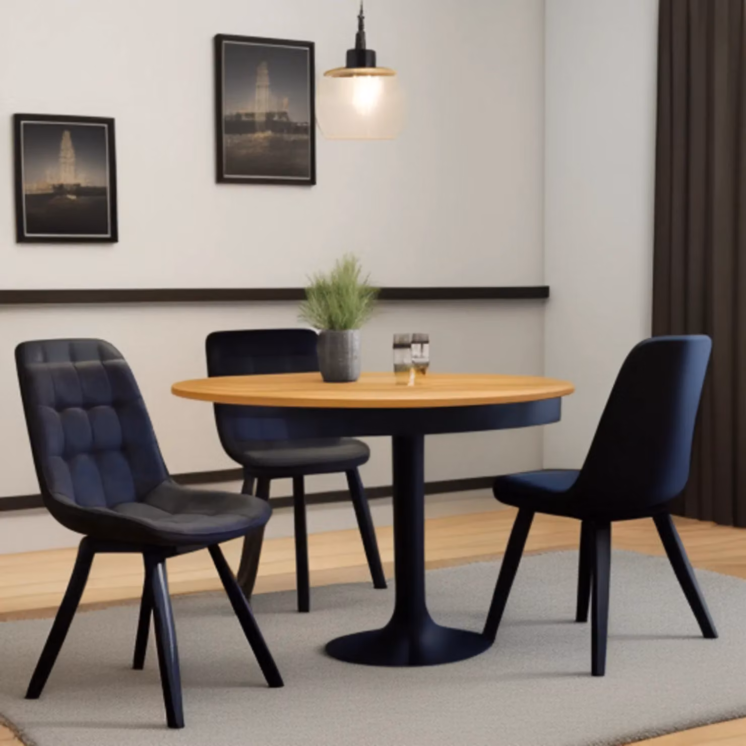 IH Design Anaisha Contemporary Dining Chairs in Grey Synthetic Leather, Set of 2 – 4