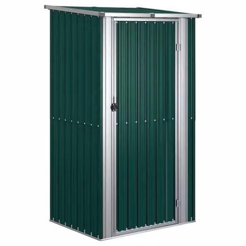 vidaXL Green Galvanised Steel Garden Shed W/D/H: 118.5 x 97 x 209.5 cm