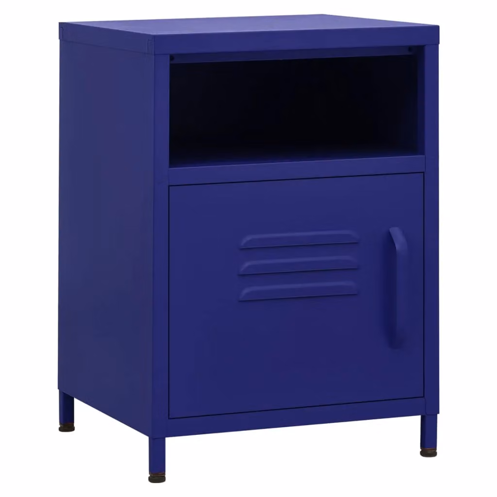 Berkfield Home Set of 2 Navy Blue Metal Nightstands, W/D/H: 35 x 35 x 51 cm – 2