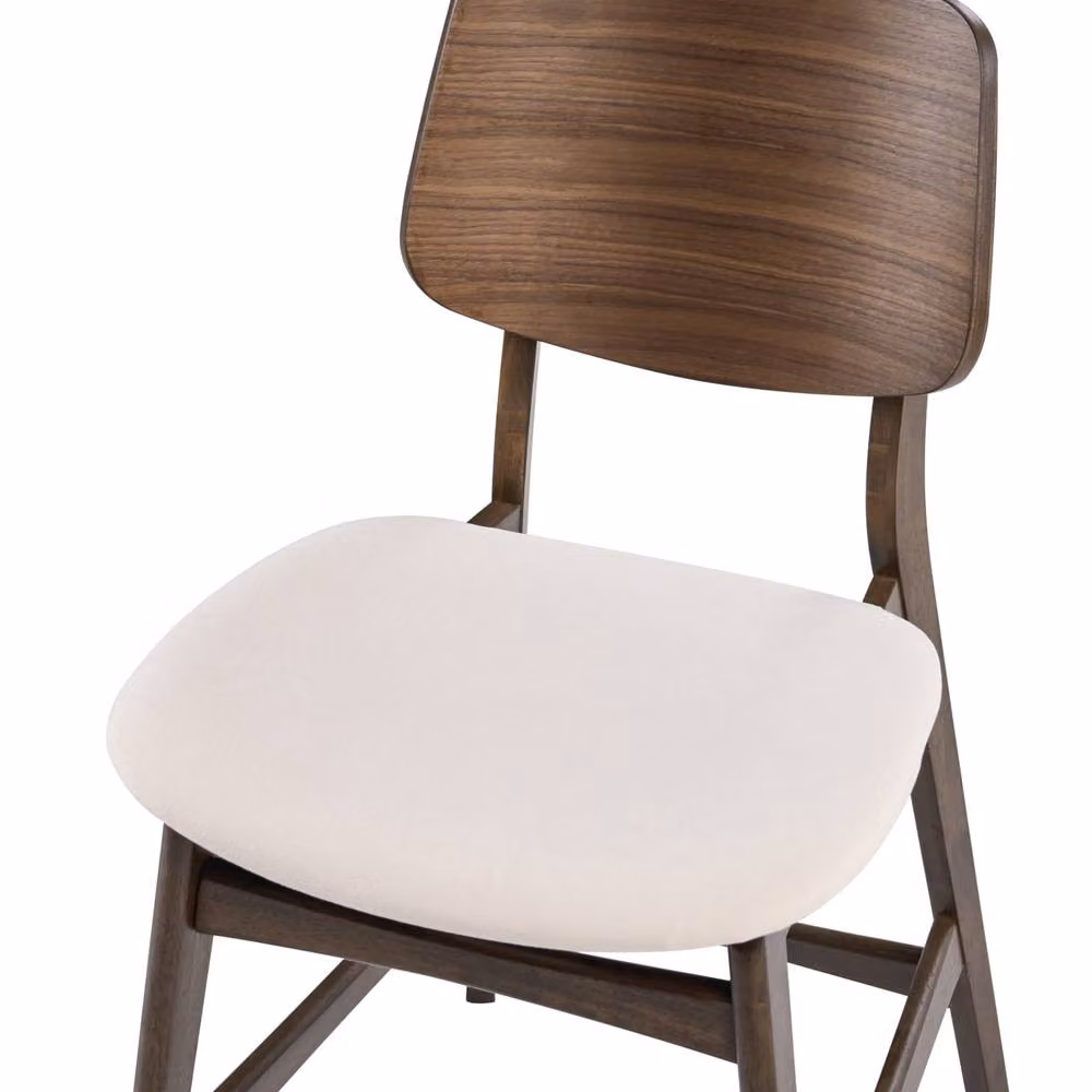Wyld and Coco Set of 2 Retro Bar Chairs in Brown and White Boucle with Rubberwood Legs – 4