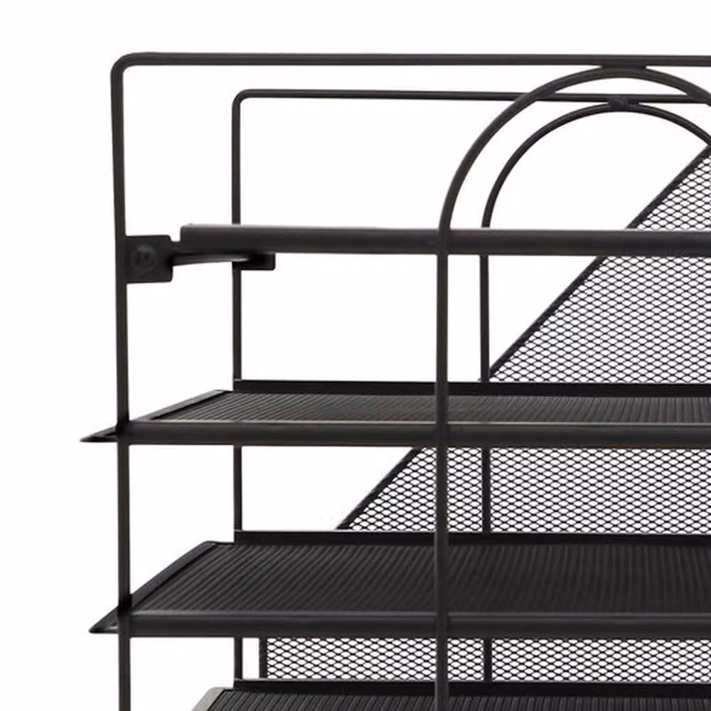 Ventryn Black Metal Mesh Tabletop Letter Tray and File Sorter Rack Organizer – 5