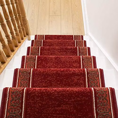 runrug Tribal Stair Runner Carpet in Red, W: 60 cm, L: 480 cm – 3