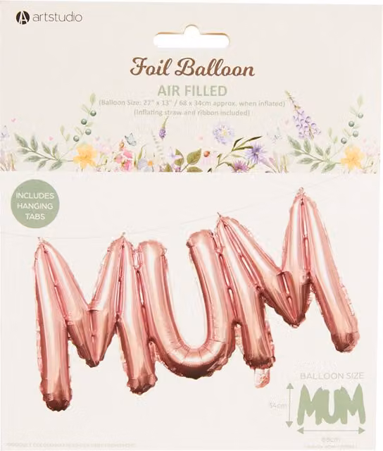 Art Studio Pink Mum Foil Balloon Letter Banner for Mothers Day