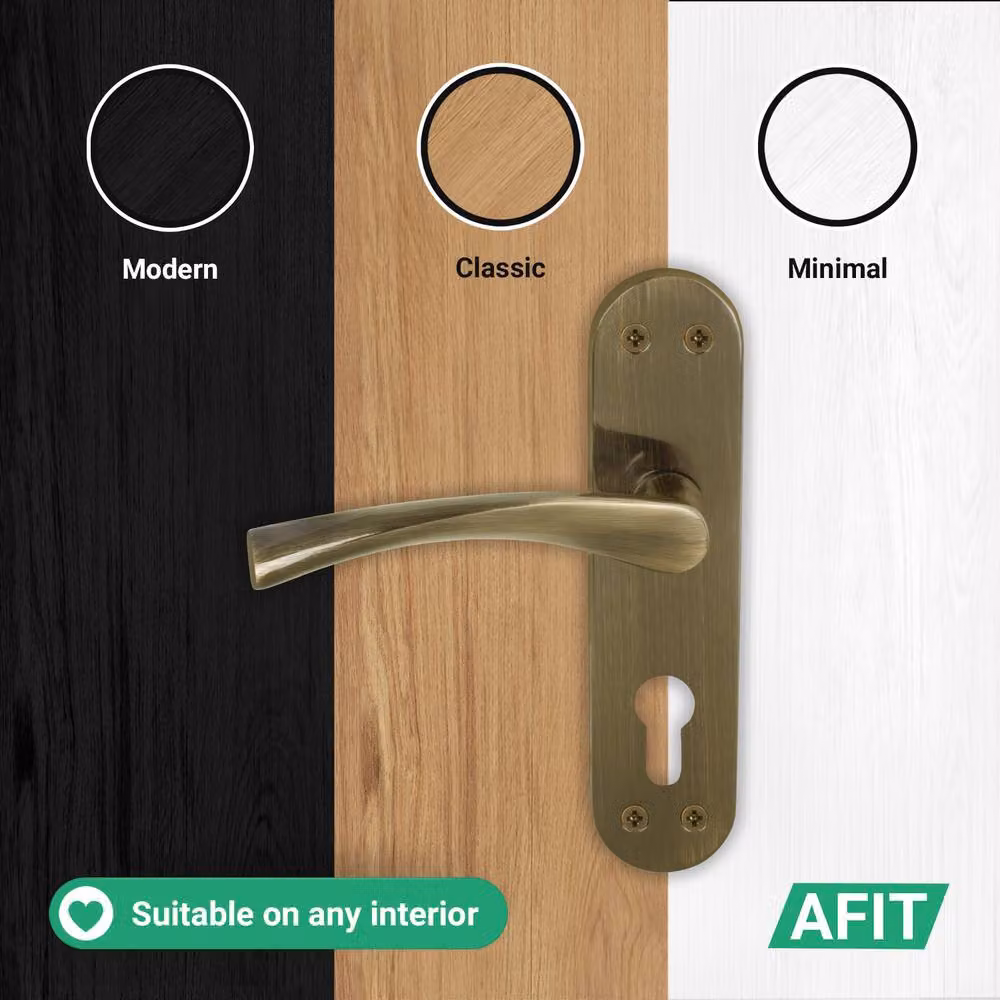 AFIT Antique Brass Twist Door Handles with Euro Escutcheon, Bronze, 1 Pair – 5