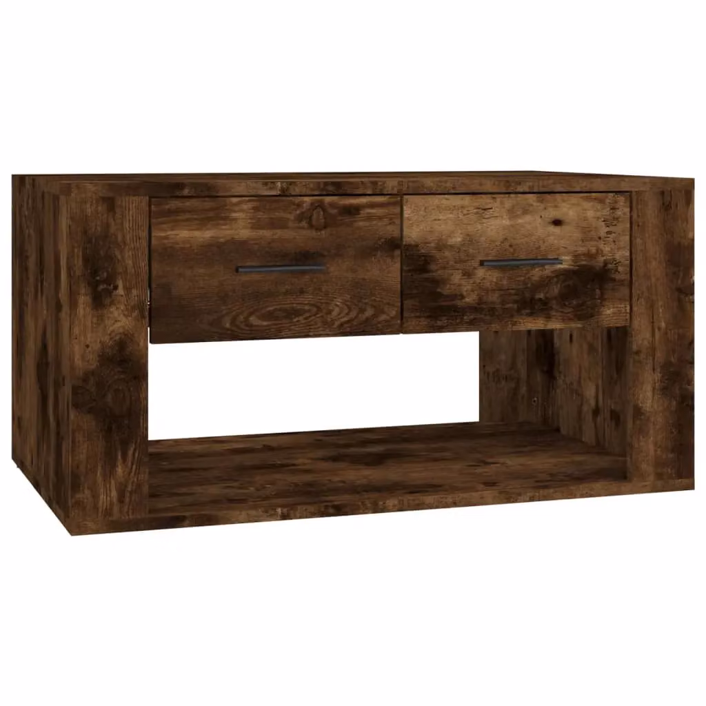 Berkfield Home Smoked Oak Coffee Table in Brown, W/D/H: 80 x 50 x 40 cm – 2