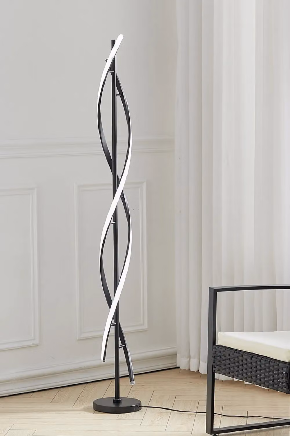 Living and Home Modern Black Metal Arc LED Floor Lamp – 2