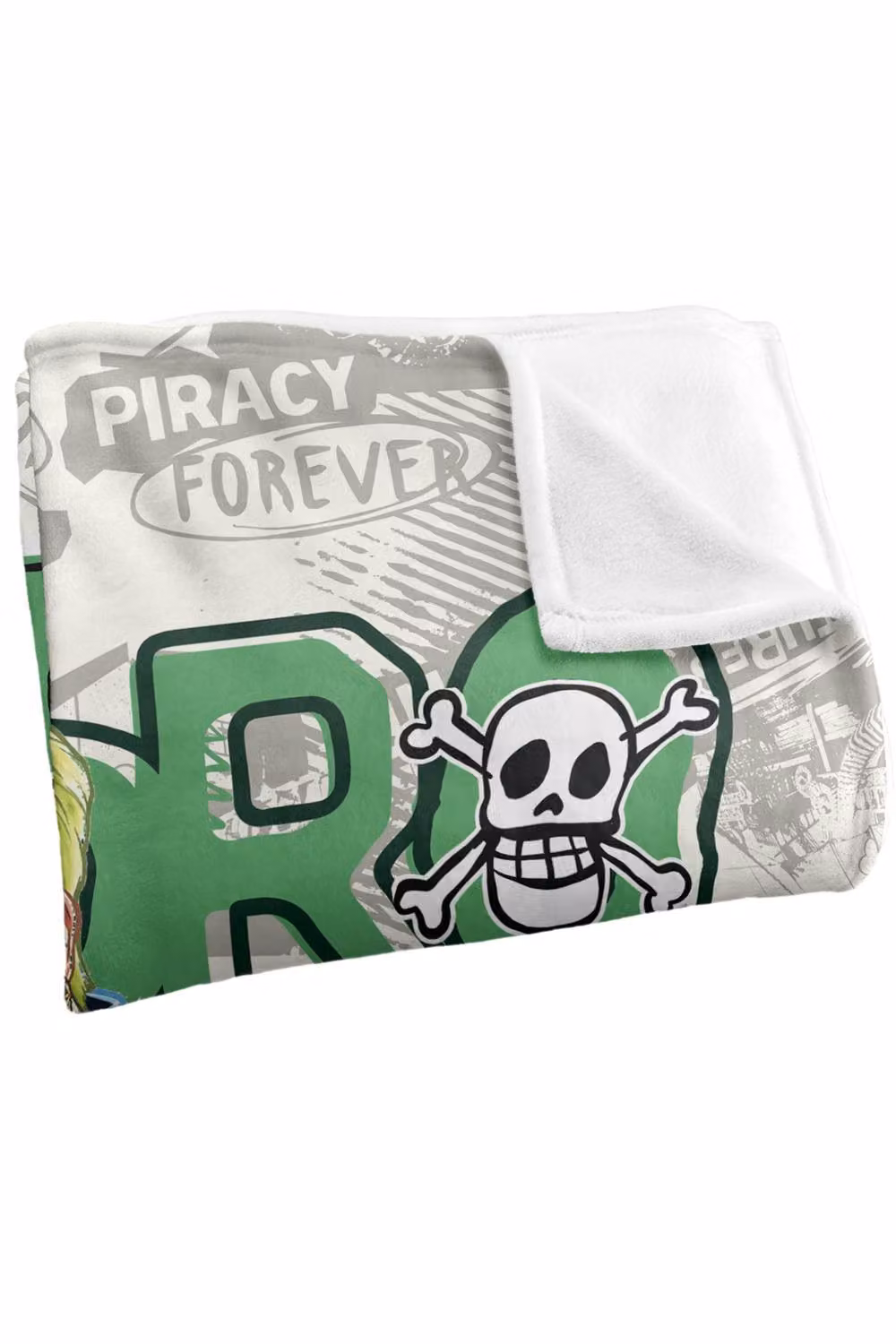 One Piece Grand Line Travel Stamps Super Soft Fleece Throw Blanket, White and Multicolour, W: 152 cm, D: 127 cm – 2