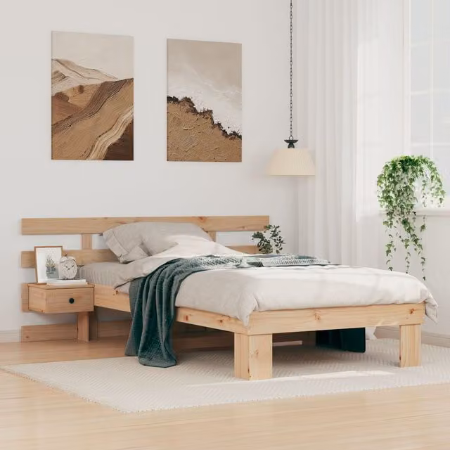 Berkfield Home Modern Solid Pine Wood Bed Frame with Drawers in Brown, W/D/H: 90 x 200 cm – 1