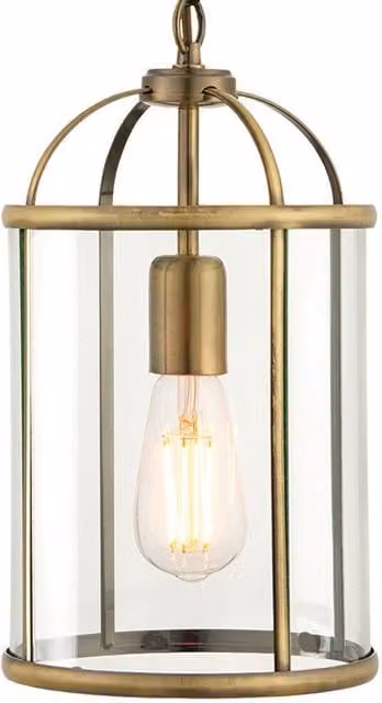 Loops Brass and Transparent Glass Hanging Ceiling Pendant Lantern Light – 1