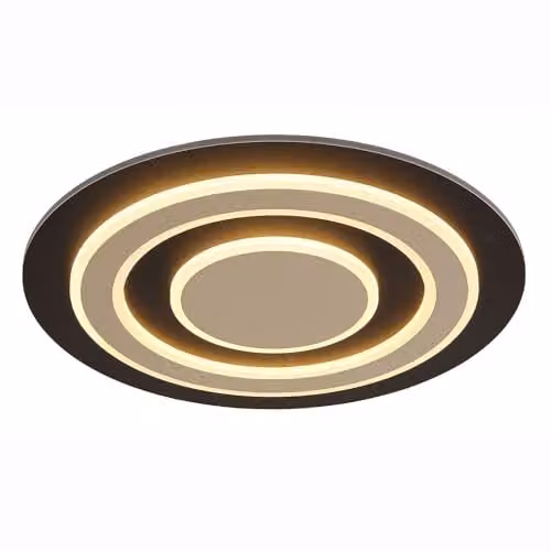 Globo Lighting Modern Round LED Ceiling Light in Champagne, Brown and Black Metal and MDF, D: 48 cm, 40 W, 1100 lm, 3000 K Warm White
