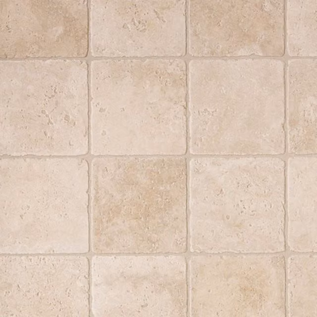 Leoline Natural Chequers Stone Effect Geometric Vinyl Flooring Sheet, Beige, Thickness: 2.8 mm, Width: 400 cm