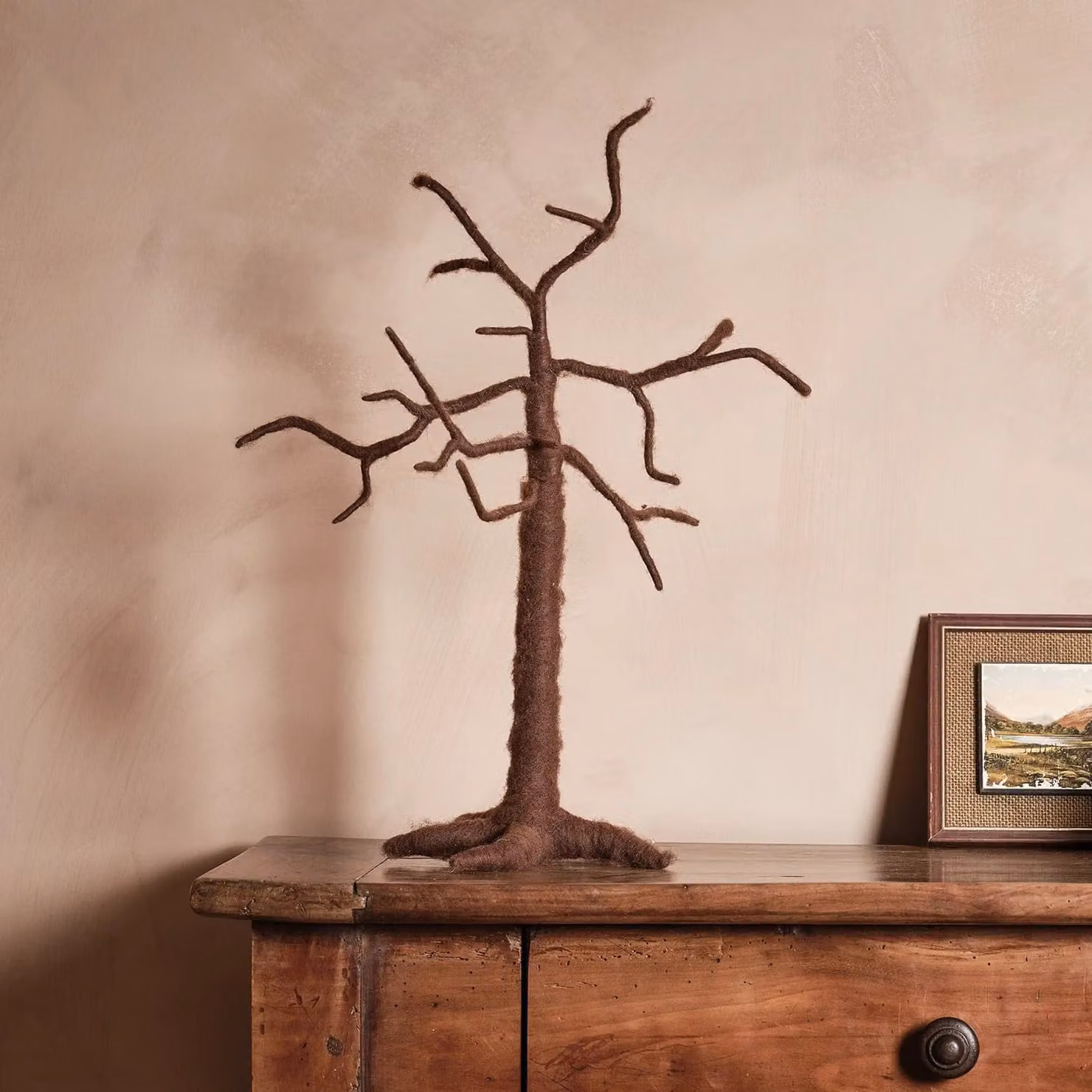 Lights4fun Halloween Artificial Felt Twig Tree Tabletop Centerpiece, Brown, Height: 50 cm