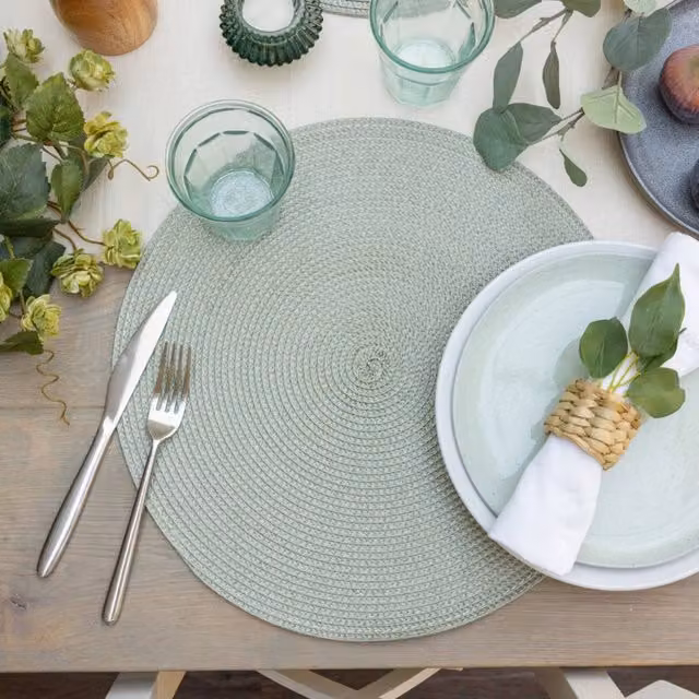 D-C-Fix Wipe Clean Woven Round Placemats in Green Tea