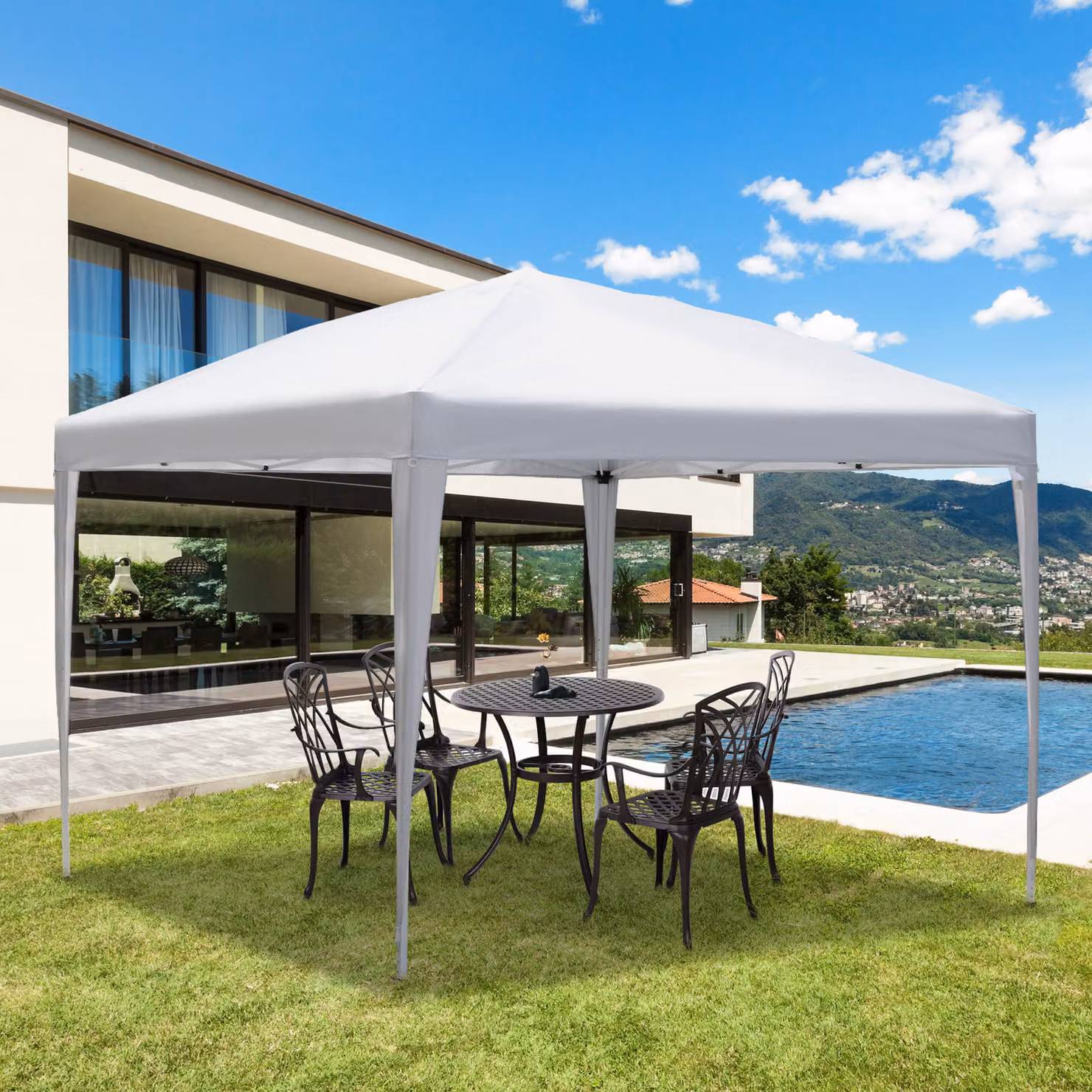 Outsunny White Waterproof Heavy Duty Garden Marquee Party Tent with UV Protection, W x D: 300 x 300 cm – 2