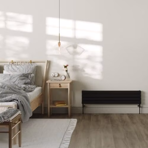 UK Radiators Typhoon Axis Black Horizontal Designer Double Panel Steel Radiator, W: 120 cm, H: 27.2 cm – 3