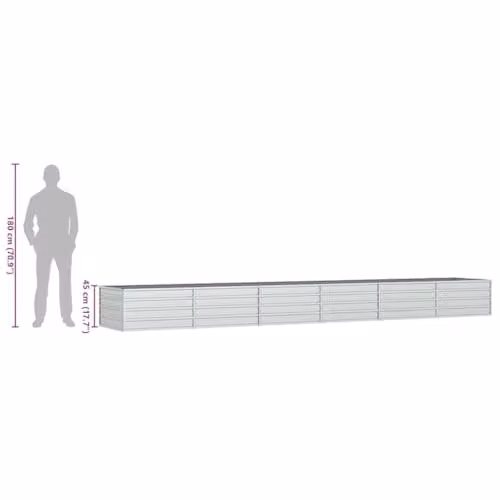 vidaXL Round Galvanised Steel Raised Garden Bed, Silver, W: 480 cm, D: 80 cm, H: 45 cm