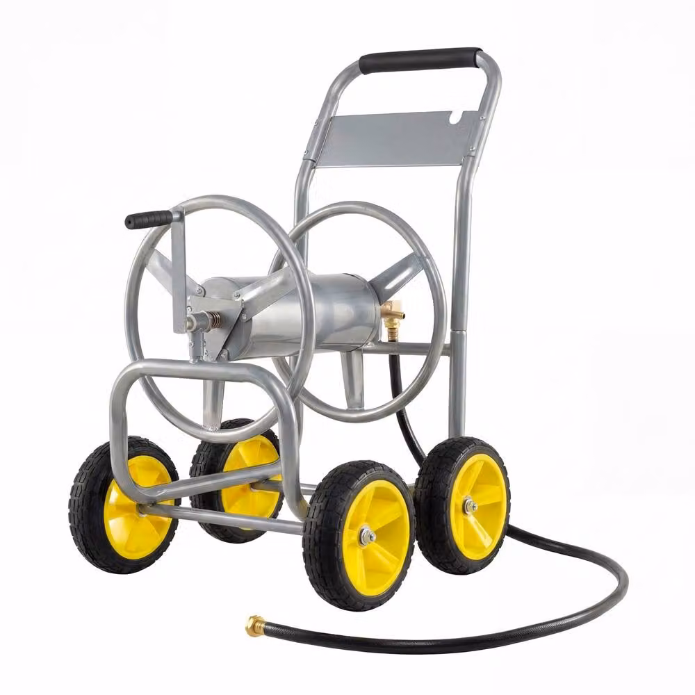 Costway Silver Metal 4-Wheel Garden Hose Reel Cart and Water Hose Organiser – 2