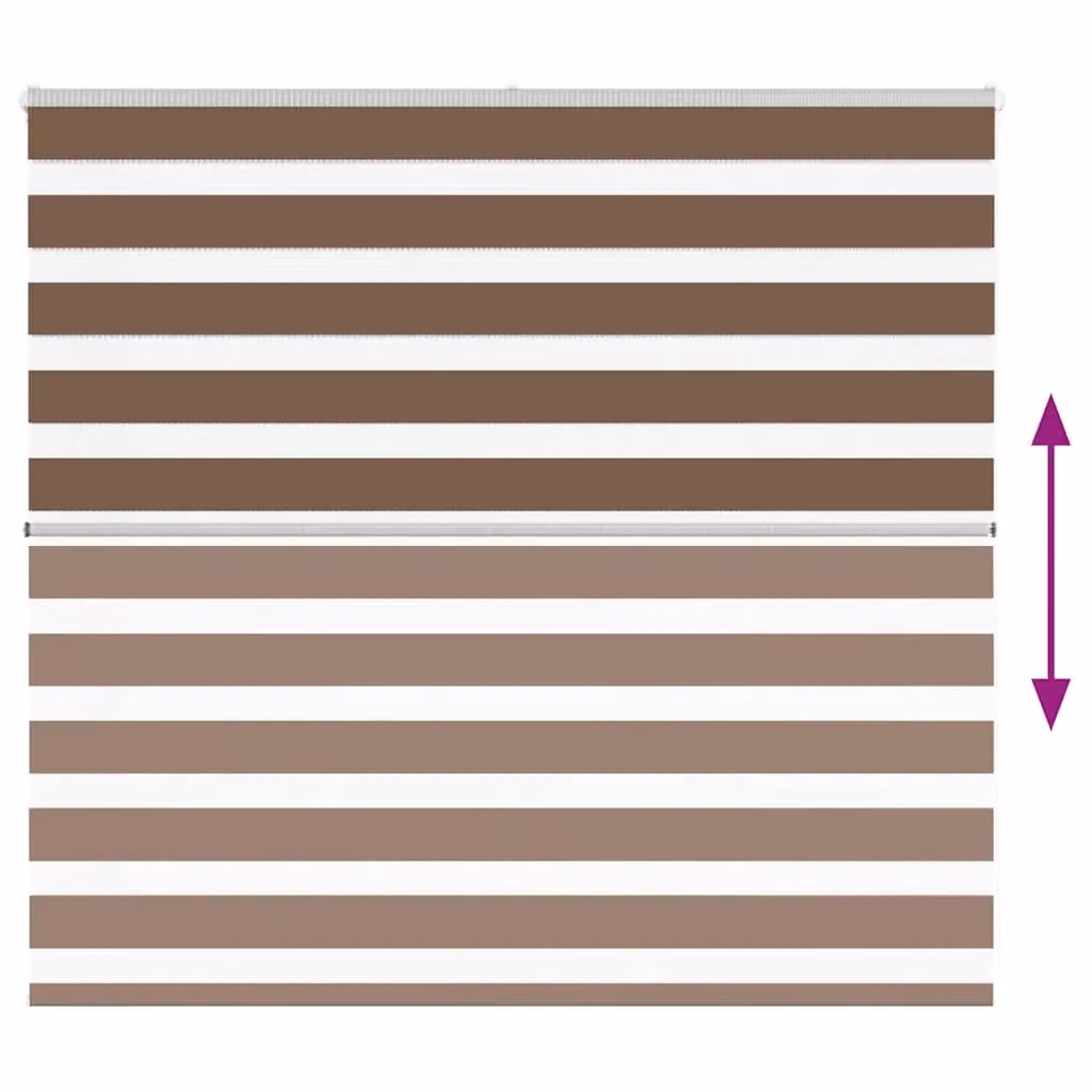 Berkfield Home Brown Zebra Day and Night Blind with Polyester Fabric, W: 155 cm, H: 100 cm – 4