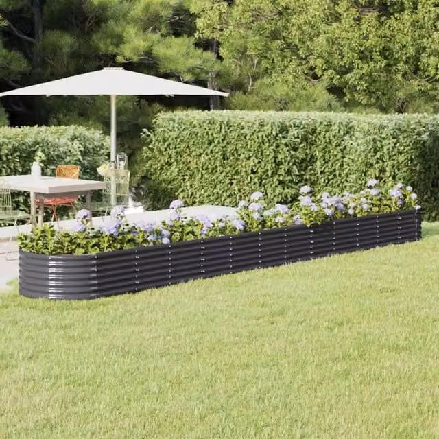 Berkfield Home Garden Powder-coated Steel Raised Bed in Anthracite Black, W/D/H: 512 x 80 x 36 cm – 1