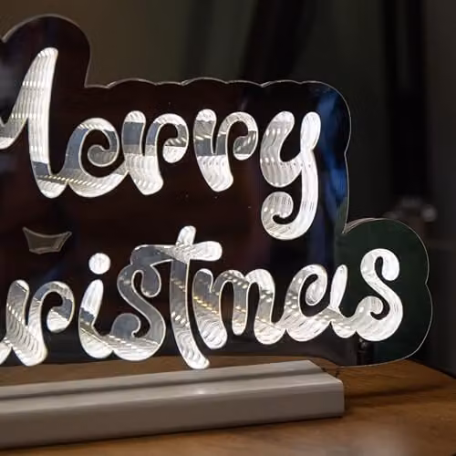 Samuel Alexander Merry Christmas Infinity Decoration with White LEDs, White, 32 cm – 2