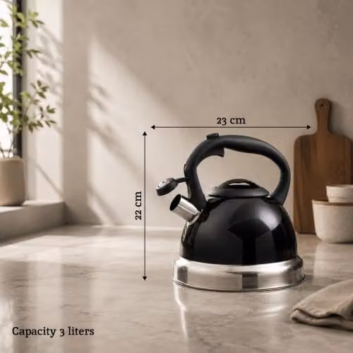 Premier Housewares Black 3 Litre Whistling Kettle – 2