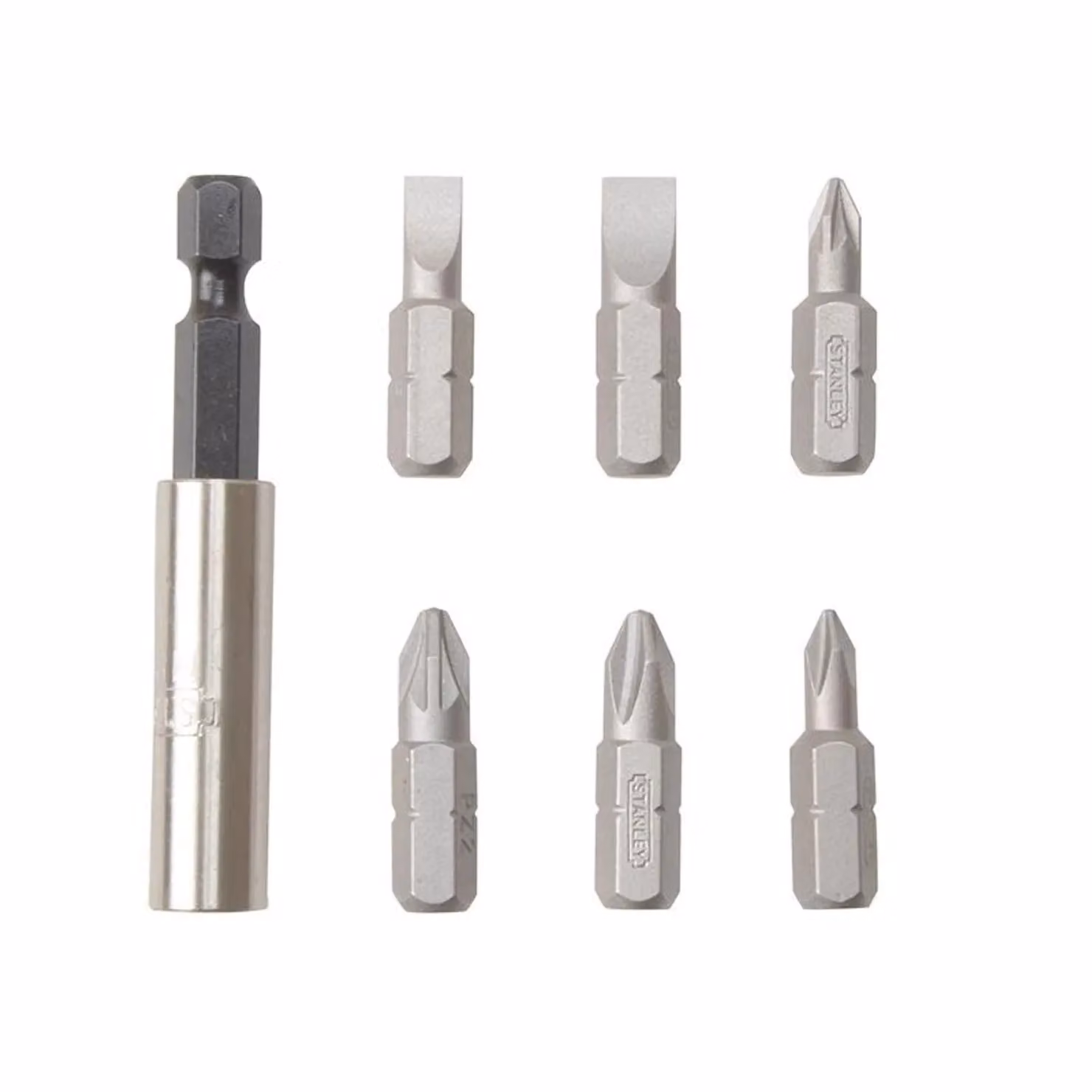 Stanley 7 Piece Slotted, Phillips and Pozidriv Screwdriver Bit Set in Multicolour and Silver – 2