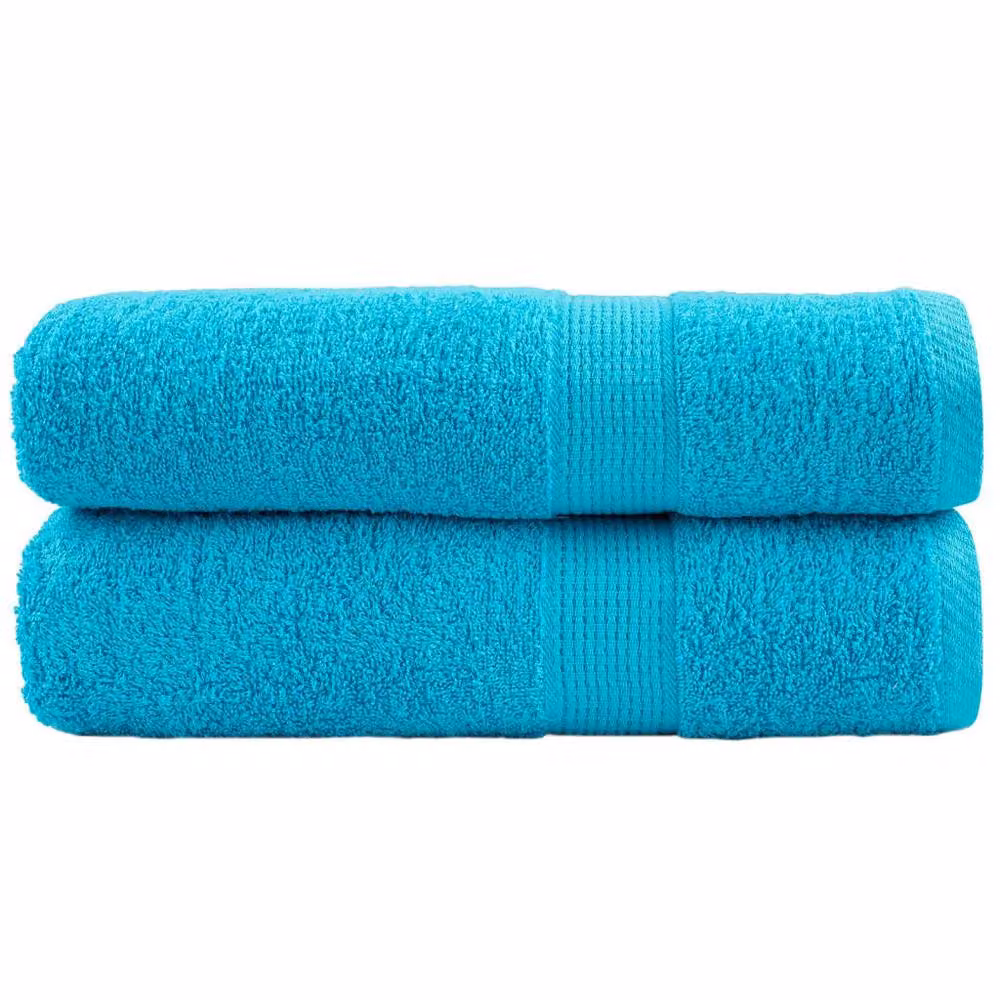 Berkfield Home SOLUND Premium Cotton Terry Shower Towels, 2 Pack, Turquoise, W: 70 cm, L: 140 cm, 600 gsm – 2