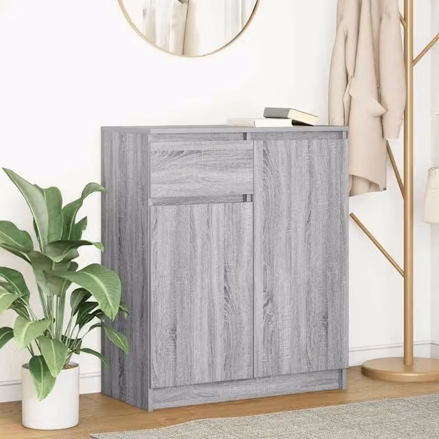Berkfield Home Grey Sonoma Sideboard with Drawer, W/D/H: 71 x 35 x 84 cm