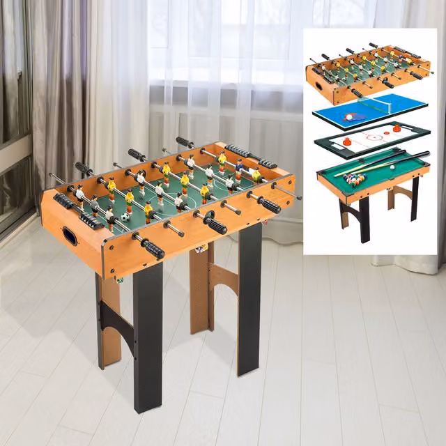 HOMCOM 4-in-1 Multi Games Table in Beige and Brown