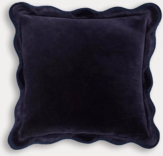 M&S Navy Blue Velvet Scallop Square Cushion