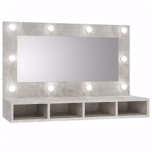 vidaXL Modern LED Mirror Cabinet in Matt Concrete Grey, W/D/H: 90 x 31.5 x 62 cm – 1