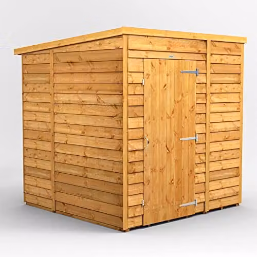 Powersheds Premium Pent Overlap Wooden Garden Shed in Brown, 10 mm Extra Thick Timber, Windowless
