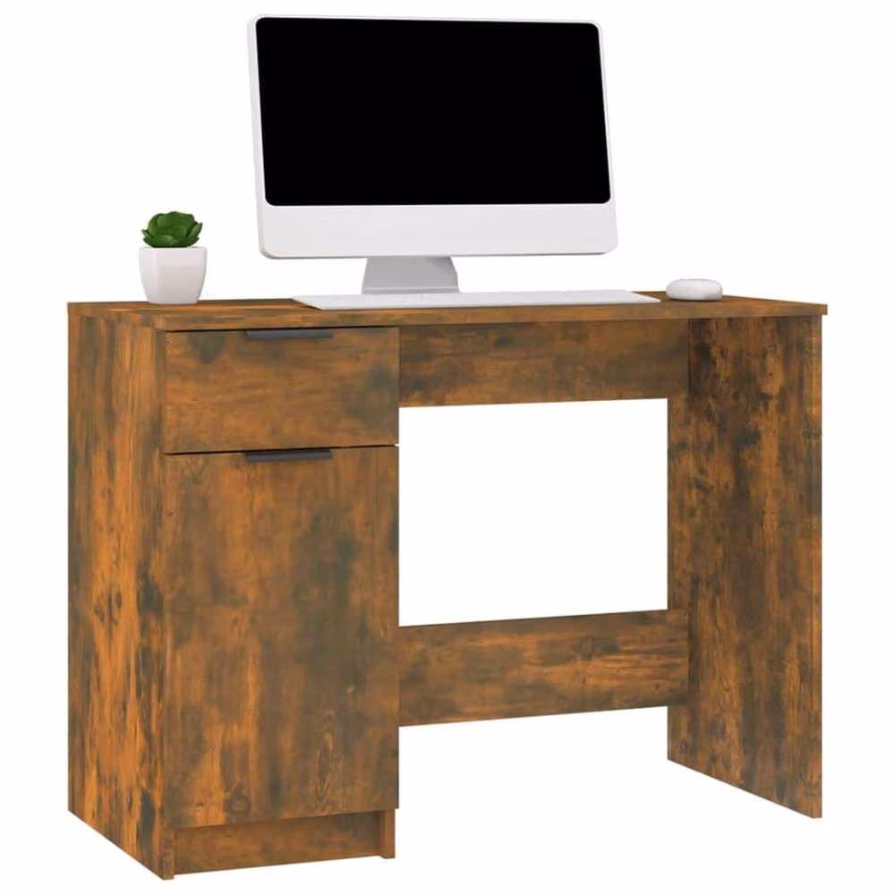 Berkfield Home Modern Writing Desk in Smoked Oak Brown, W/D/H: 100 x 50 x 75 cm – 3