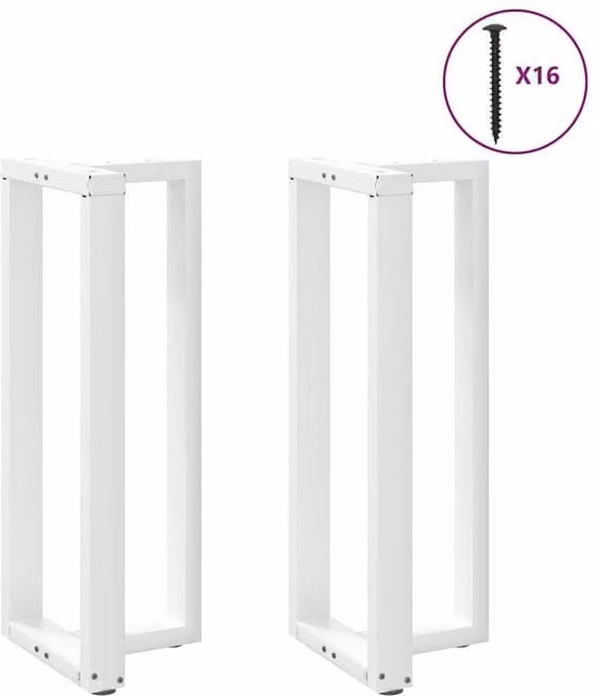 Berkfield Home Modern T-Shaped Bar Table Legs, 2 Pieces, White Steel, W: 40 cm, D: 35 cm, H: 100-101 cm