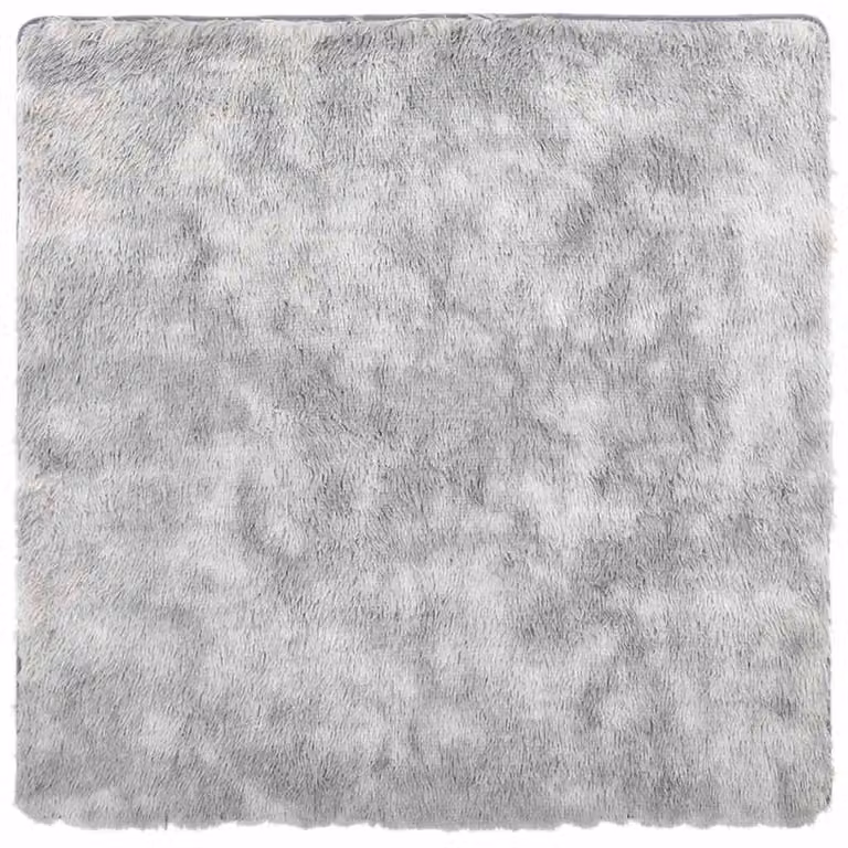 Berkfield Home NAVARRA Shaggy High Pile Rug, Silver Grey, W/D: 240 x 240 cm