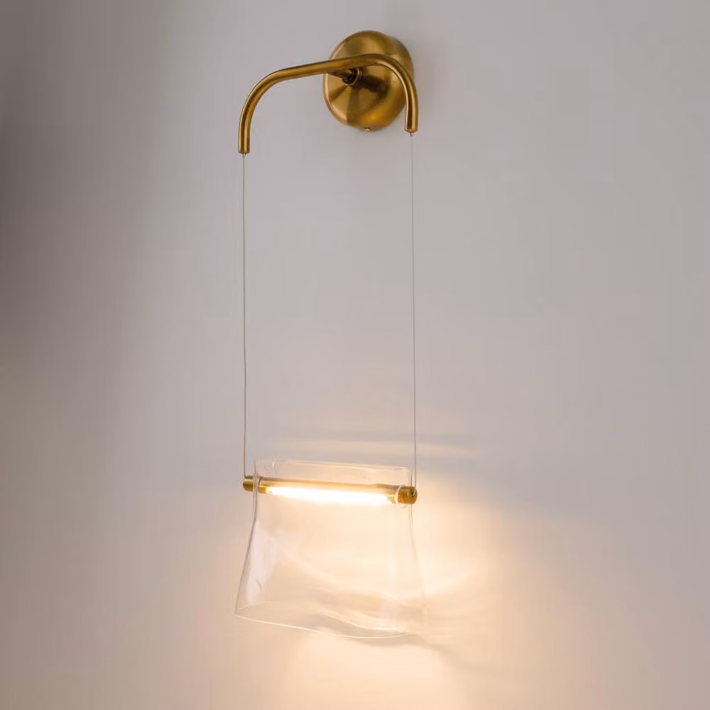 Netlighting Cabaret Modern Wall Lamp in Gold and Brass with Transparent Glass Shade, 850lm, 3000K Warm White LED – 2
