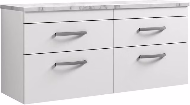Balterley Millwich 4 Drawer Wall Hung Vanity Unit, Gloss White, W: 120 cm