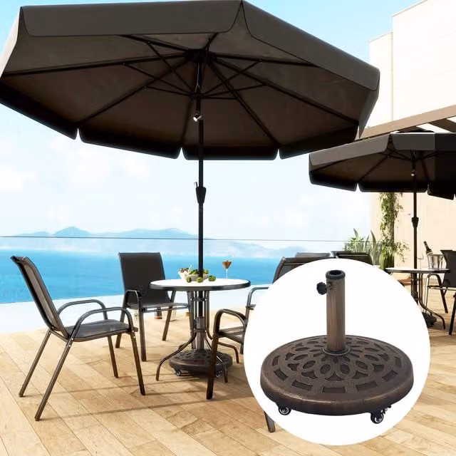 Outsunny 21kg Garden Parasol Base with Wheels in Bronze Tone