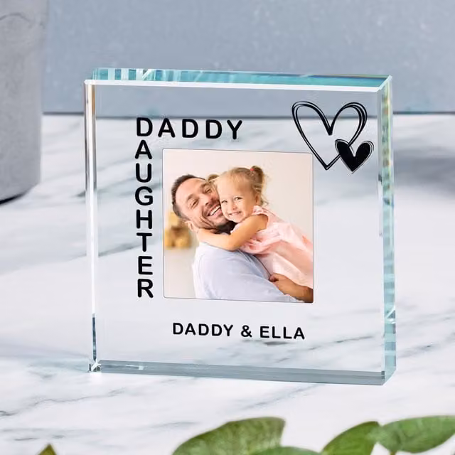 Uniqueful Personalised Daddy Daughter Glass Token in Transparent and Beige