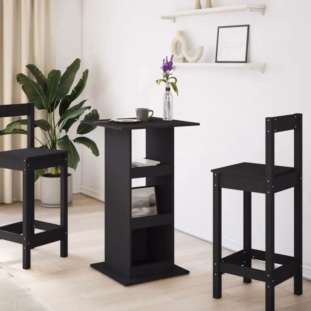 Berkfield Home Bar Table with Storage in Black, W/D/H: 60 x 60 x 102 cm – 3
