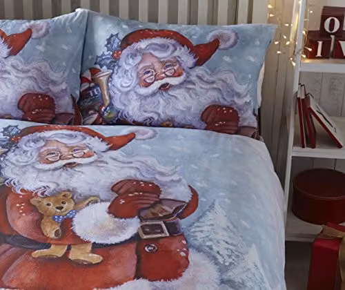 Eleanor James Christmas Father Christmas Duvet Cover and Pillowcase Set, Multicolour, W/D/H: 200 x 200 cm and 50 x 75 cm – 2