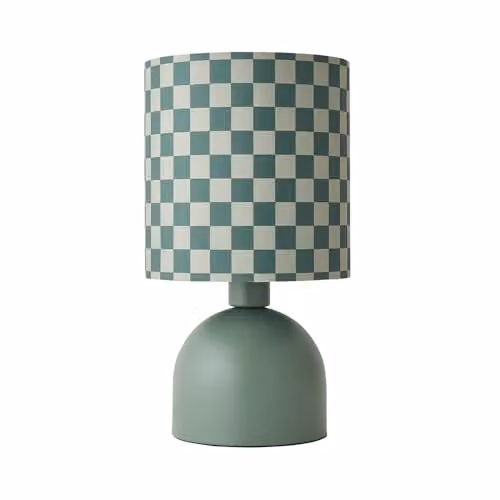 ValueLights Miley Green Checkerboard Drum Table Lamp with LED Bulb