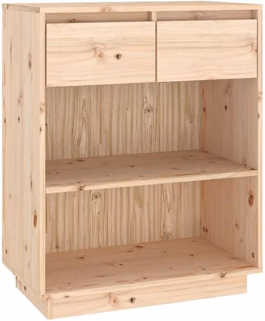 Berkfield Home Rustic Solid Wood Pine Console Cabinet in Light Brown, W/D/H: 60 x 34 x 75 cm