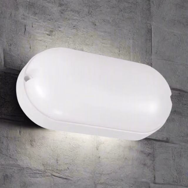 CGC Leah White Opal Oval LED Outdoor Bulkhead Light, 5W, White