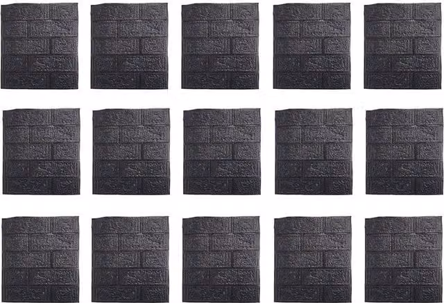 Livingandhome 15-Pack Black 3D Brick Effect Peel and Stick Wall Panels in XPE Foam