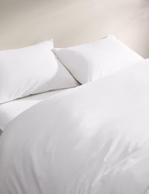M&S White Cotton Rich Percale Duvet Cover, 140 x 200 cm